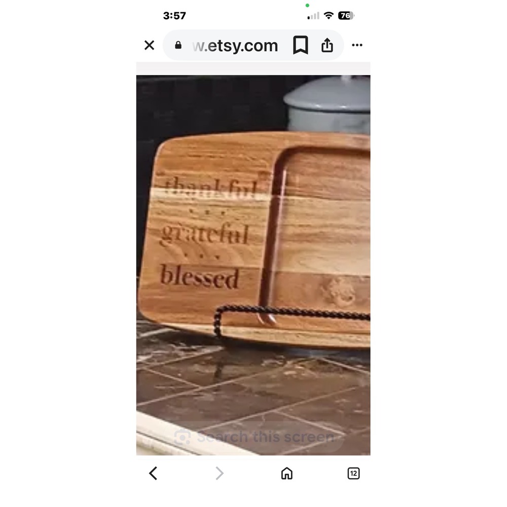 Pampered Chef Small Wood Cheese Board Thankful Grateful Blessed Acacia 100033